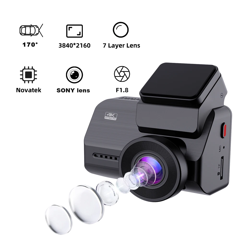 Hot Selling 2 Inch 2 Lens 4K Car Dash Camera Dashcam 4k+2k Wifi GPS 4K Dashcam Doble Camara Front and Rear Dual Lens 4K Dash Cam