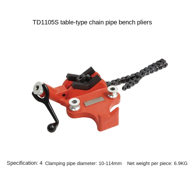 Imagem -04 - Bancada Chain Pipe Bench Vise Base de Ferro Fundido Crank Polegada Screw Table Curva de Fixação Manual Td1105s2.5 s4 s5 s6