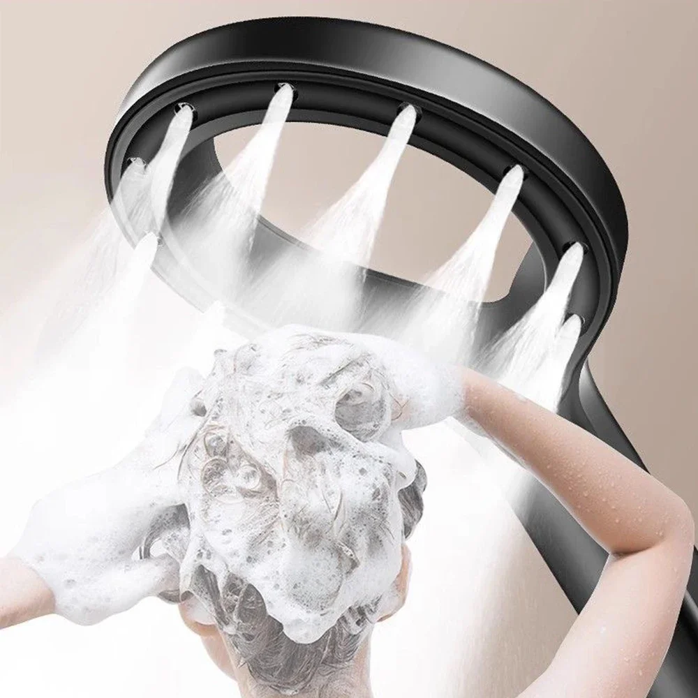 1-3Pcs Handheld Shower Head Ring-shaped Water Booster Nozzle ABS Large Panel Spray Water-saving Anti-blocking Bath Showerhead
