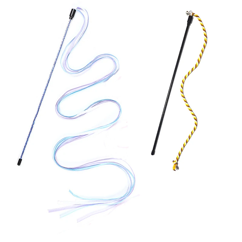 Interaktive Katzen Spielzeug Lange Satin Band Katze Teaser Stange Spielzeug Kätzchen Spielen Teaser Zauberstab Spielzeug Katze Stick Spielzeug