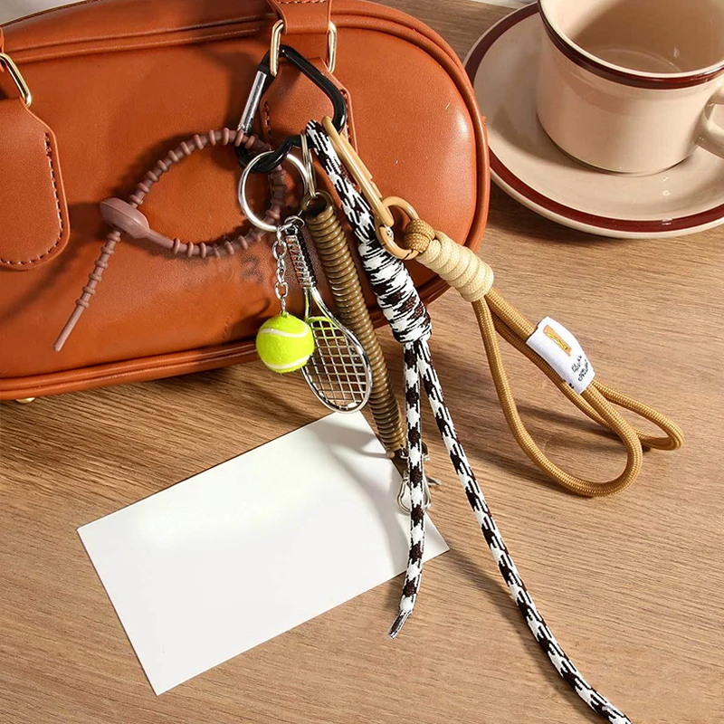 1 Piece Fashion Series Tennis Keychain Sports Style Bag Decoration Pendant DIY Braided Rope Accessories Creative Small Gift