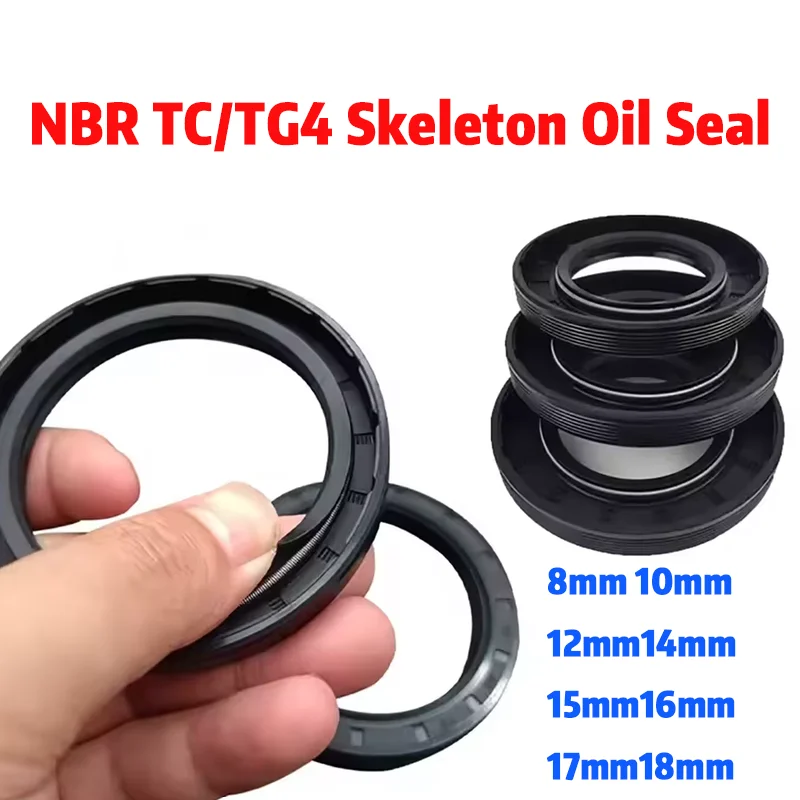 NBR TC/FB/TG4 Oil Seal ID 8/10/12/14/15/16/17/18mm Nitrile Rubber with Metal Skeleton Shaft Double Lip Sealing Gasket Ring