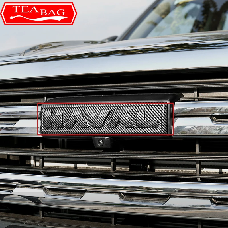 For GWM Haval H5 II 2nd Gen 2023 2024 Car Styling Carbon Fiber Black Front Grille Logo Rear Label Sticker Cover Auto Accessories
