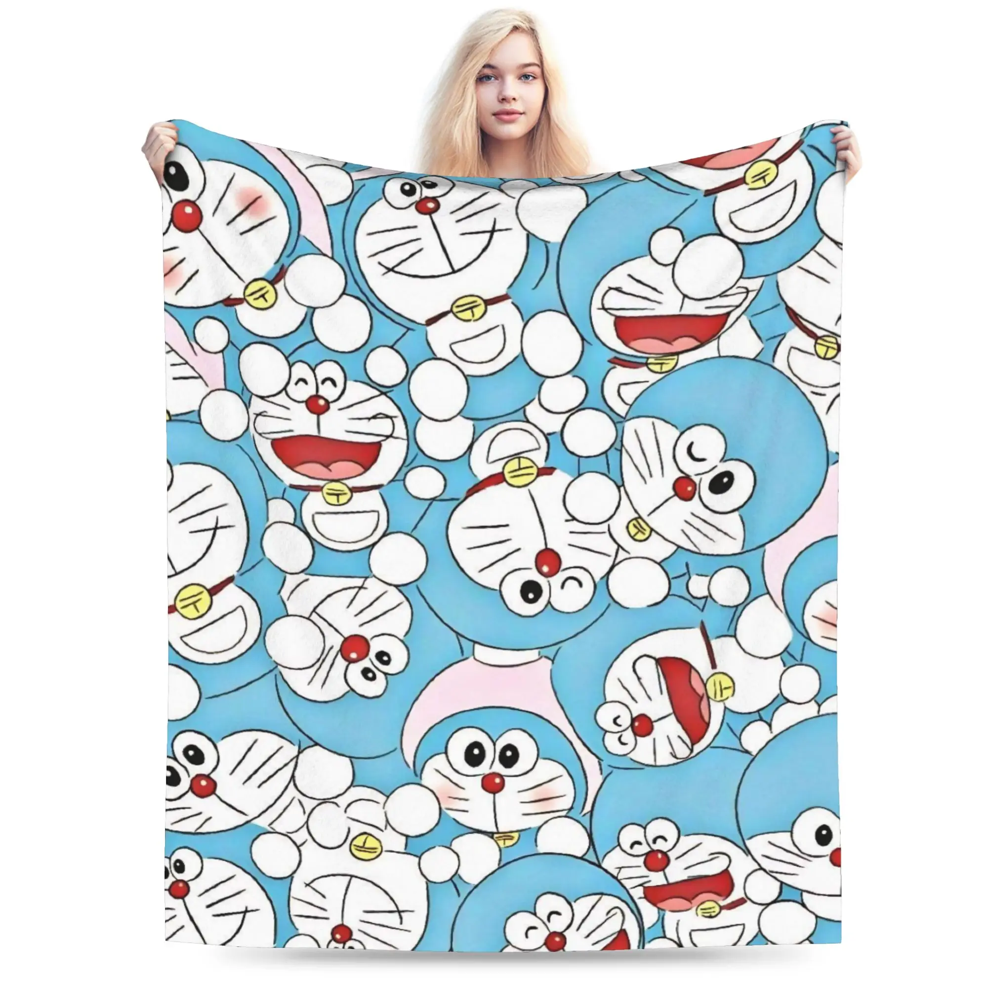 

D-Doraemon Blanket Fleece Textile Decor Breathable Lightweight Throw Blankets for Bedding Car Bedding Throws