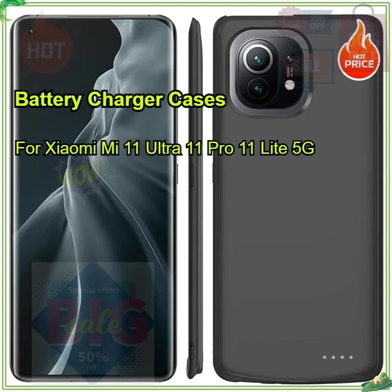 

10000mAh Battery Cases for Xiaomi Mi 11 Ultra 11 Pro 6800mAh External Battery Charging Cover for Xiaomi 11 Lite 5G NE Power Case