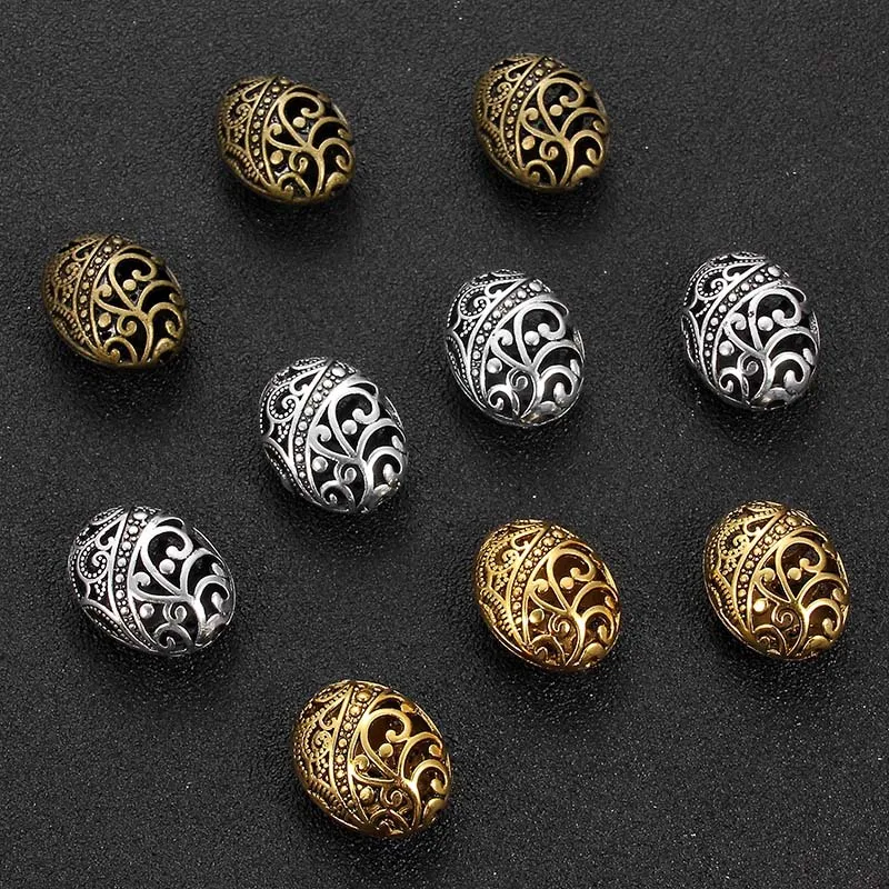 10pcs 17x22mm MIx Color Hollow Ellipse Shaped Metal Flower Spacer Bead DIY Jewelry Making Bracelets Earring