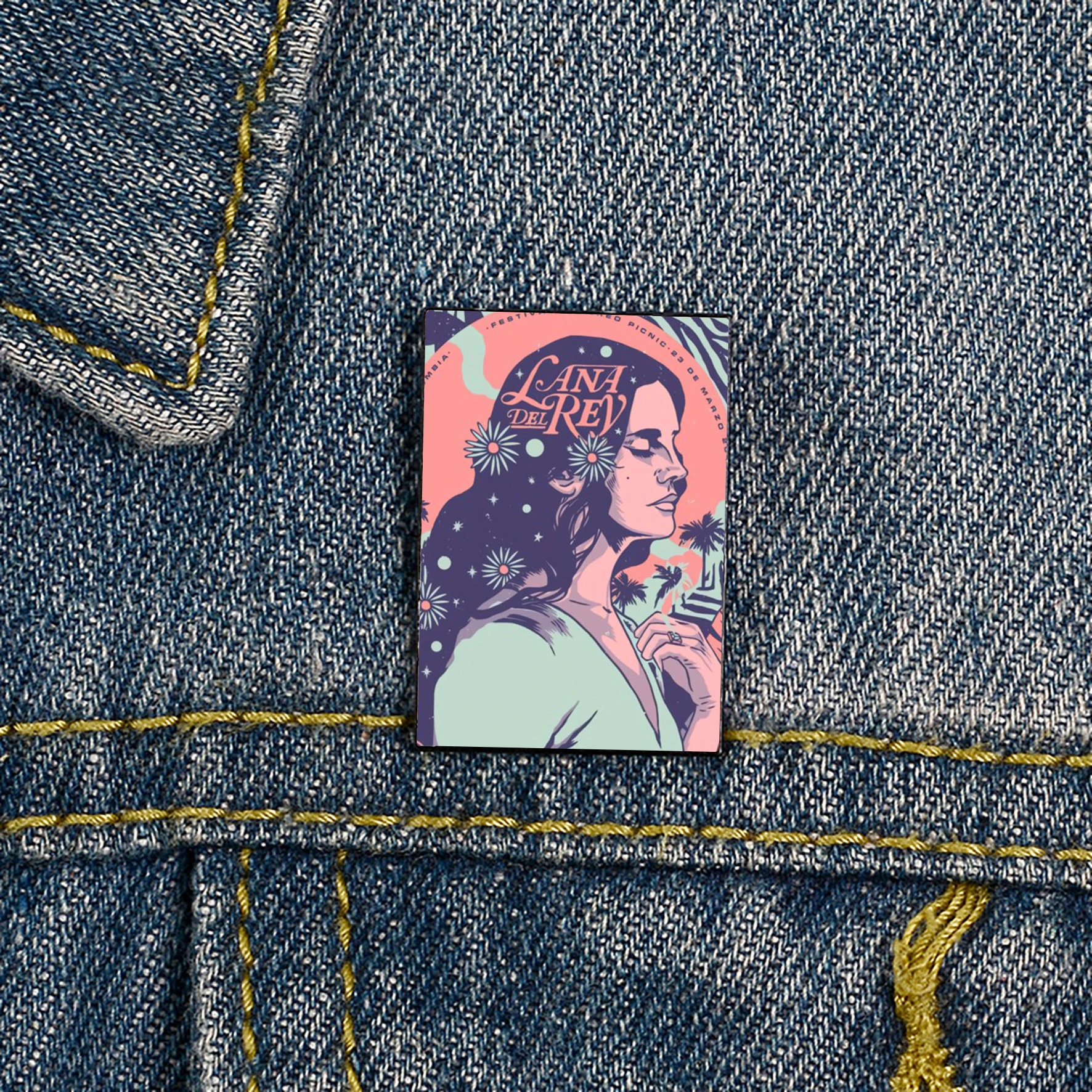 Funny Lana Del Rey Printed Pin Custom vintage Brooches Shirt Lapel teacher Bag Cute Badge Cartoon pins for Lover Girl