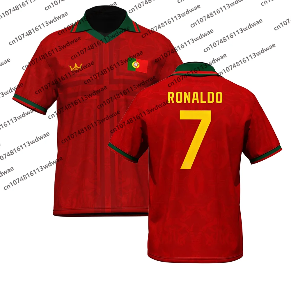 Portugal-Stil Fußballtrikot Schnelltrocknend Ronaldo 7 Trikot Outdoor-Fußball Retro-Fußballshirt Sonderedition Kinder-T-Shirt