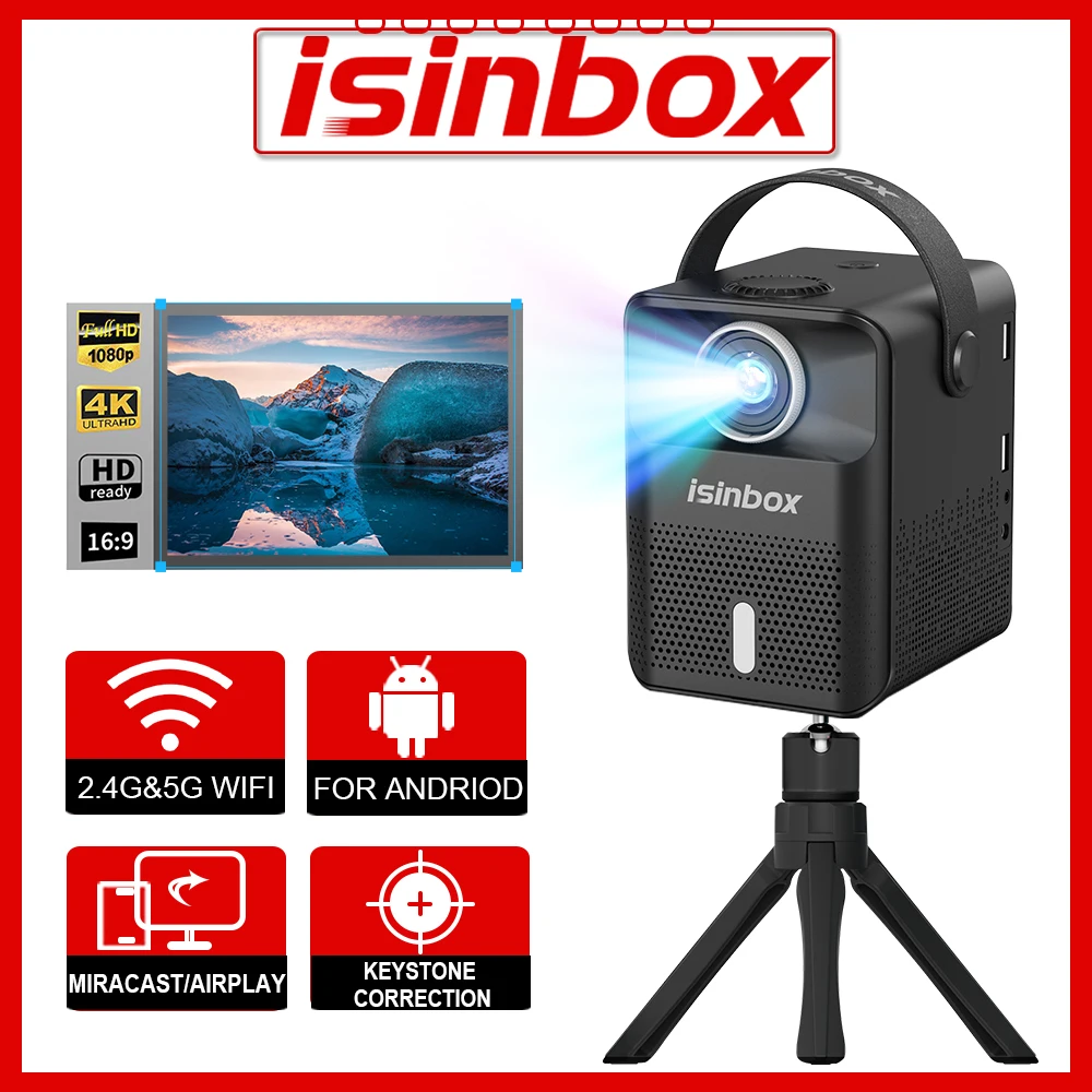 ISINBOX-Mini budgétaire portable X8 avec écrans, Android, 5G, WiFi, home cinéma, prise en charge de la vidéo 1080P, cortors LED