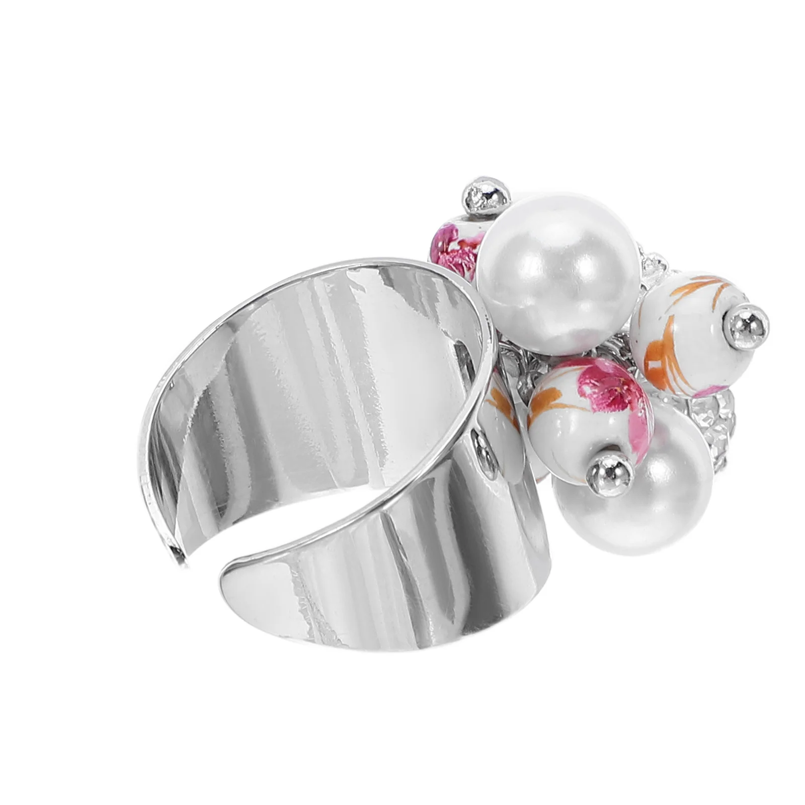 

Open Finger Ring Glass Beads Simulation Pearl Minimalist Design Adjustable Trendy Engagement Jewelry Women Rings