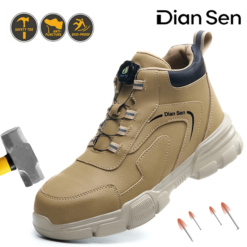 メンズワークスニーカー耐衝撃安全靴アンチスマッシュスチールトゥ安全靴防水滑り止めブーツ不滅の靴