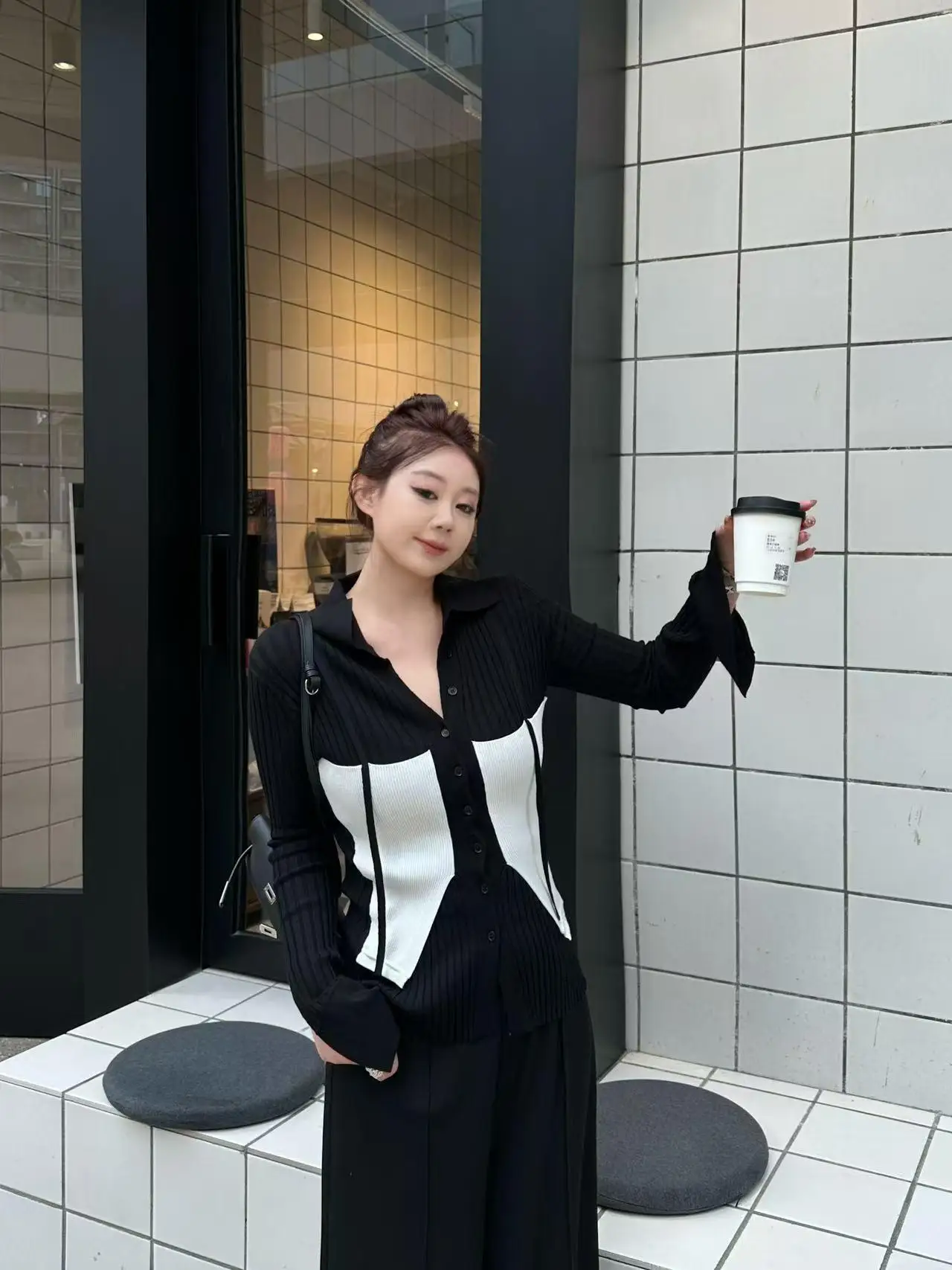 

Qiqi plus Size Knitted Top Color Blo Series Spring Versatile Handmade Store Fitting plus Size Women's Faion Polyester Fiber