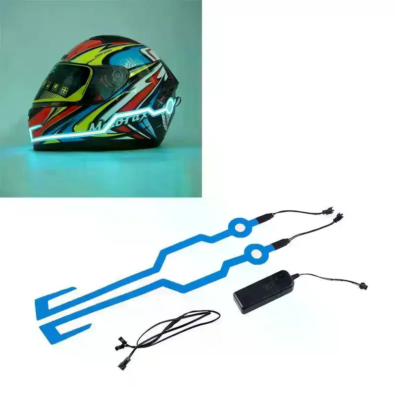 Easy To Use 1set Led Motorcycle Helmet Light Self-adhesive Reflective Luminous Sticker Strip Modified Waterproof Acsessories