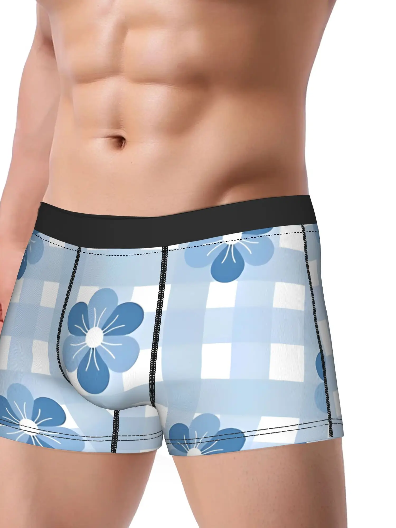 Boxer Briefs Featuring a Floral Plaid Design for Men