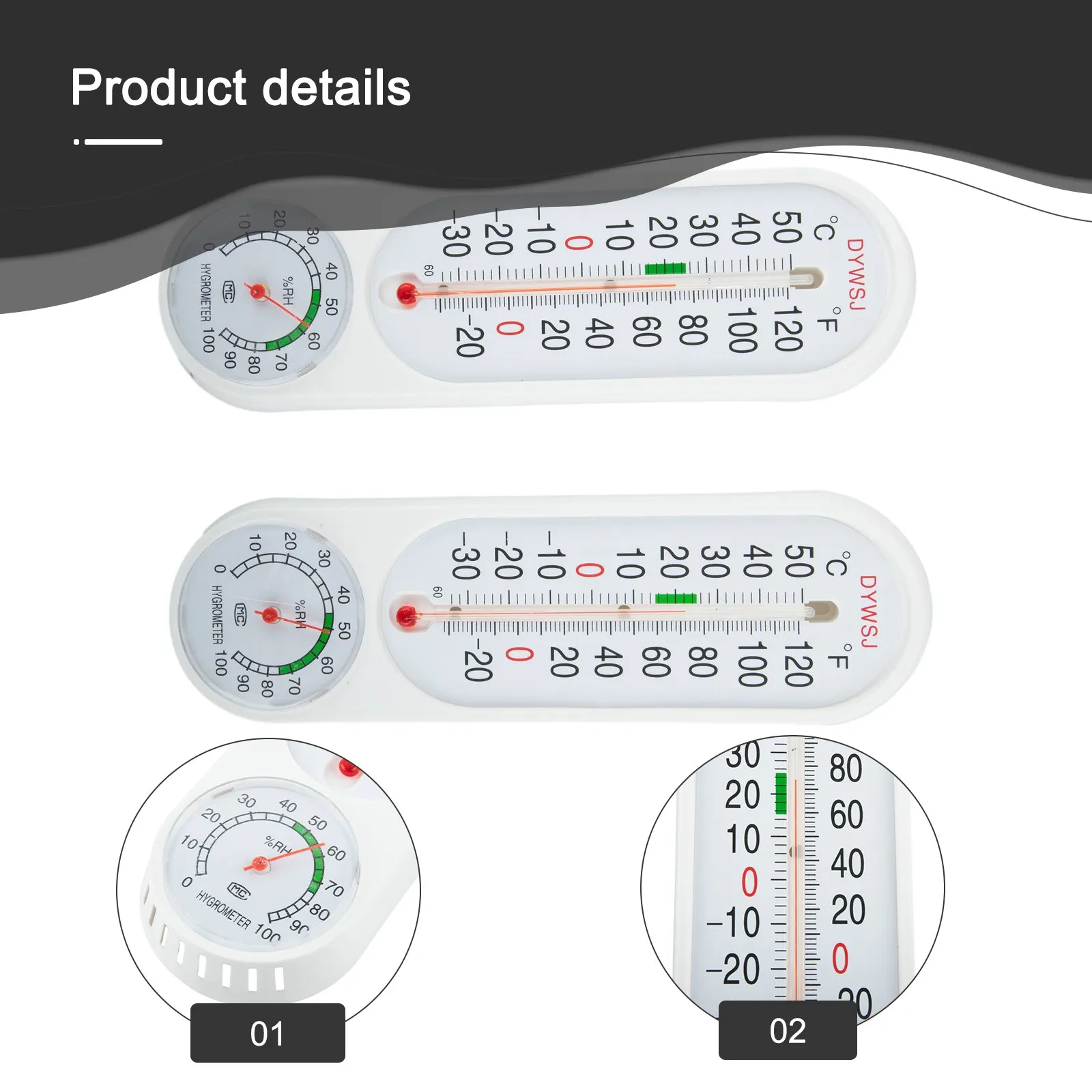 Temperature Reader Thermometer Wall-mounted -30~50°C 2 PCS Meter Hygrometer Greenhouse Temperature Indoor Thermometer