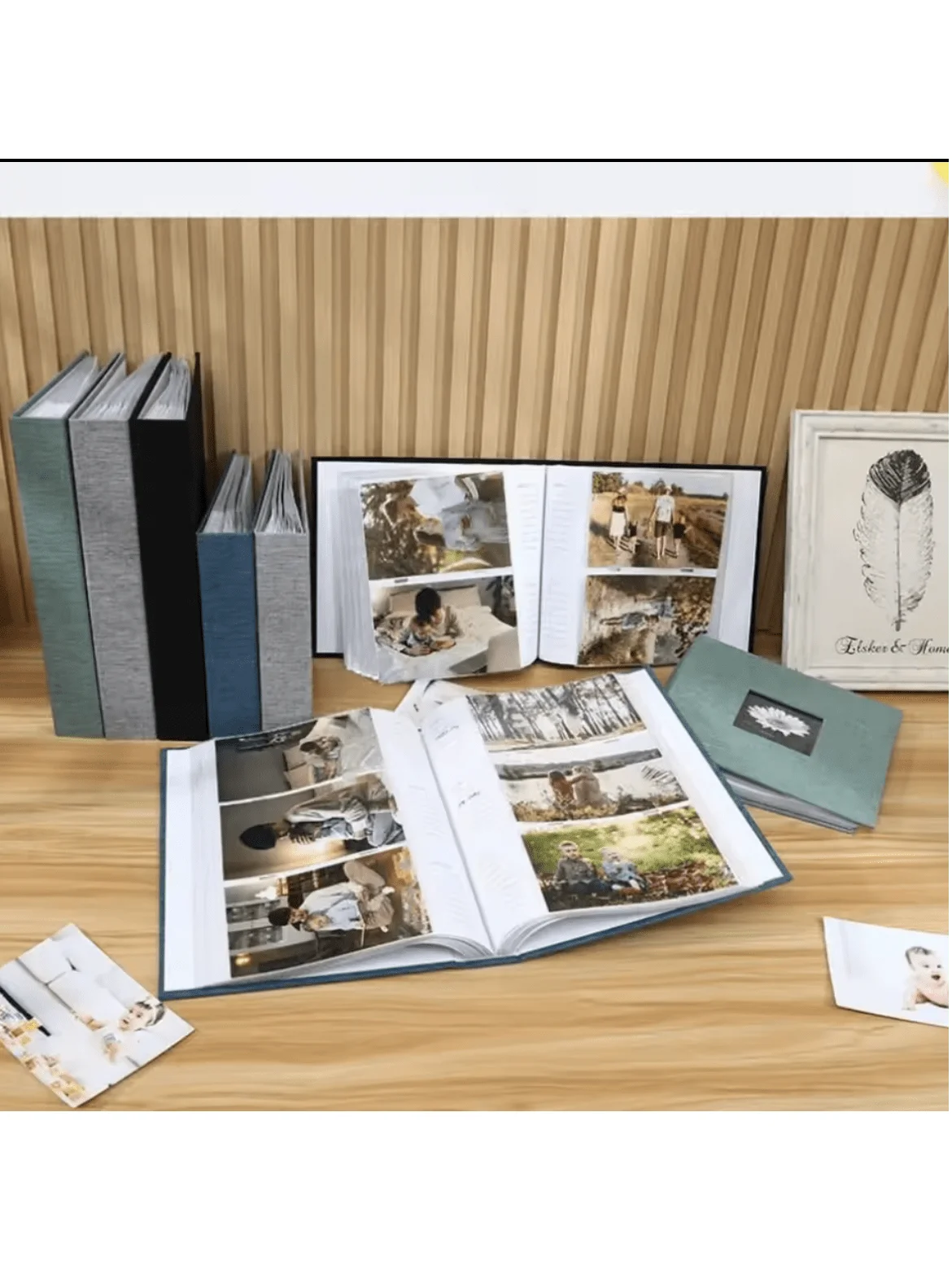 Linen Cover Album 6-inch Interleaf Type Photo Storage Album 200pcs Writable Collection of Children Growth Photos