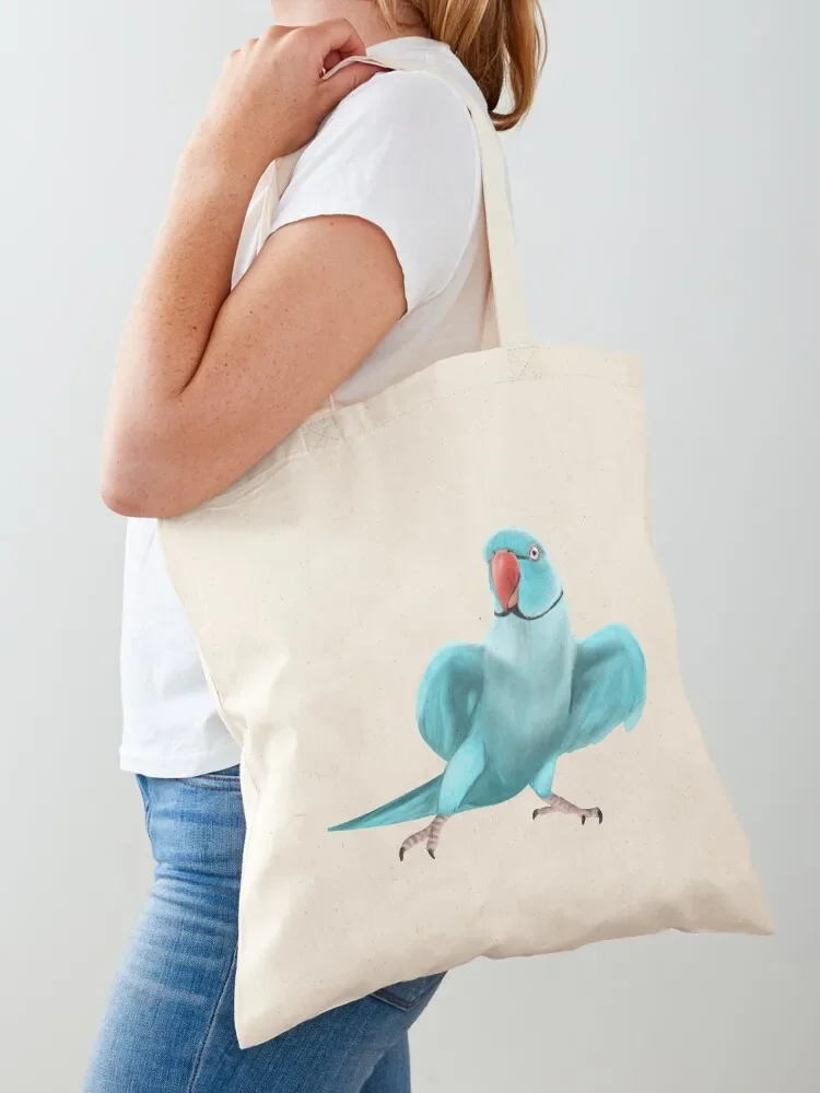 Blue Indian Ringneck Parrot Tote Bag Women's shopper bag Canvas canvas shopping bag canvas tote