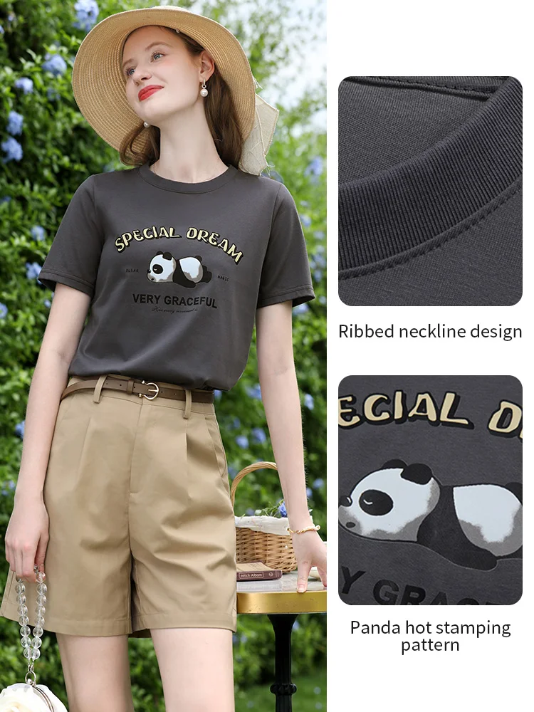 I BELIEVE YOU T-shirt grigia comoda e traspirante Estate 2025 Lettere Cartoon Stampato Tees Manica corta Spalla Top 2252016003