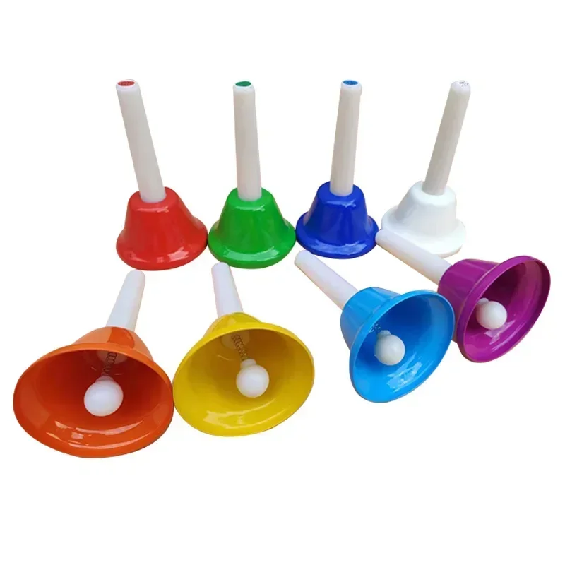 Hand Bells Set 8 Note Handbells Set Colorful Diatonic Metal Bells Musical Toy Percussion For Kids Children Musical Teaching