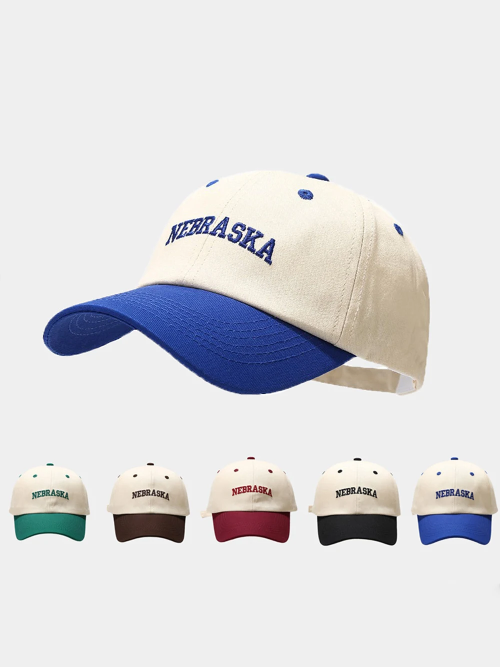 1 gorra de béisbol unisex de moda con letra Nebraska de algodón puro para todas las estaciones