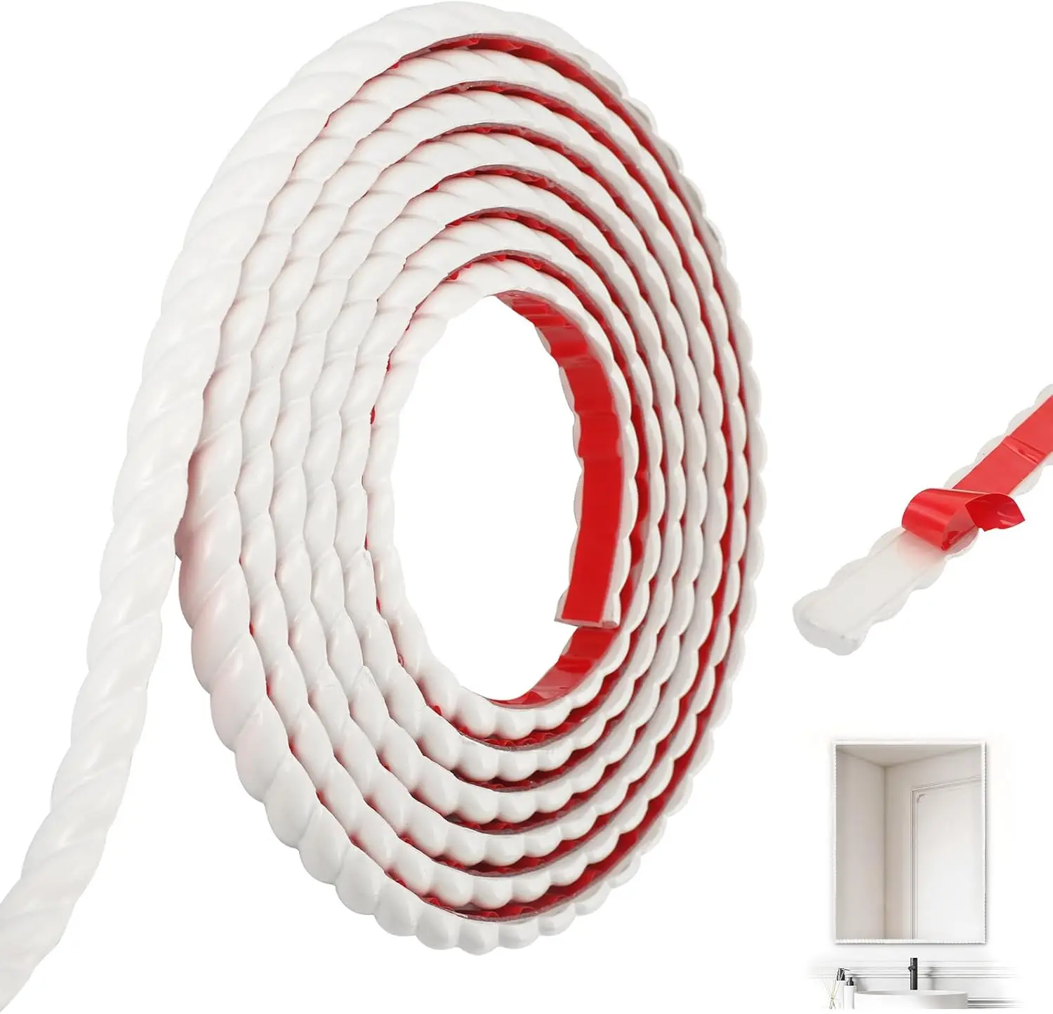1pc 196.85in Flexible Molding Trim, Peel and Stick Molding Trim for Wall, DIY Wall Trims Caulk Strip for  Frame Cabinet Edge