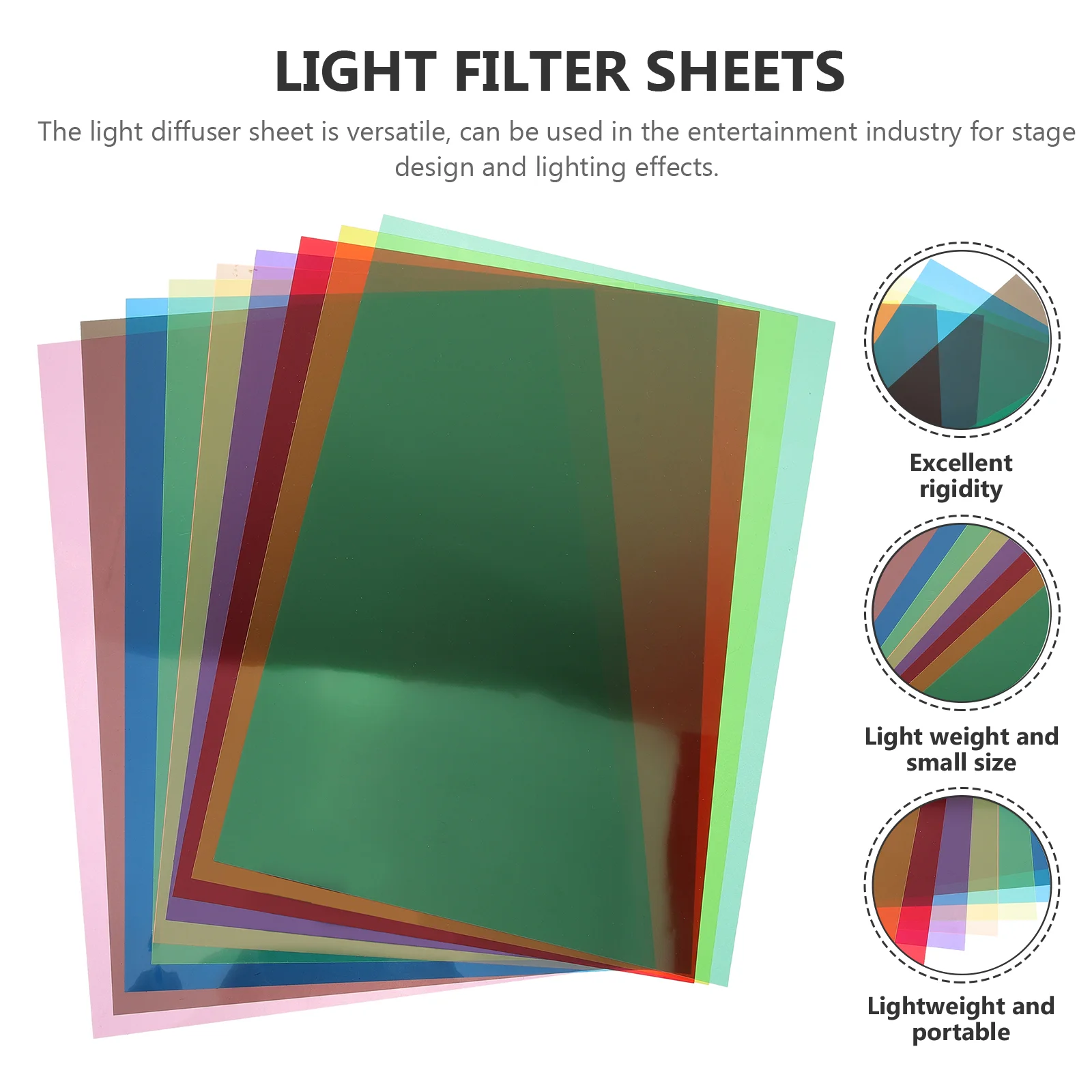 9-teilige farbige PVC-Blatt-Lichtfilter für Klassenzimmer, Gele für die Beleuchtung, PP-Blitzfolie, bunt