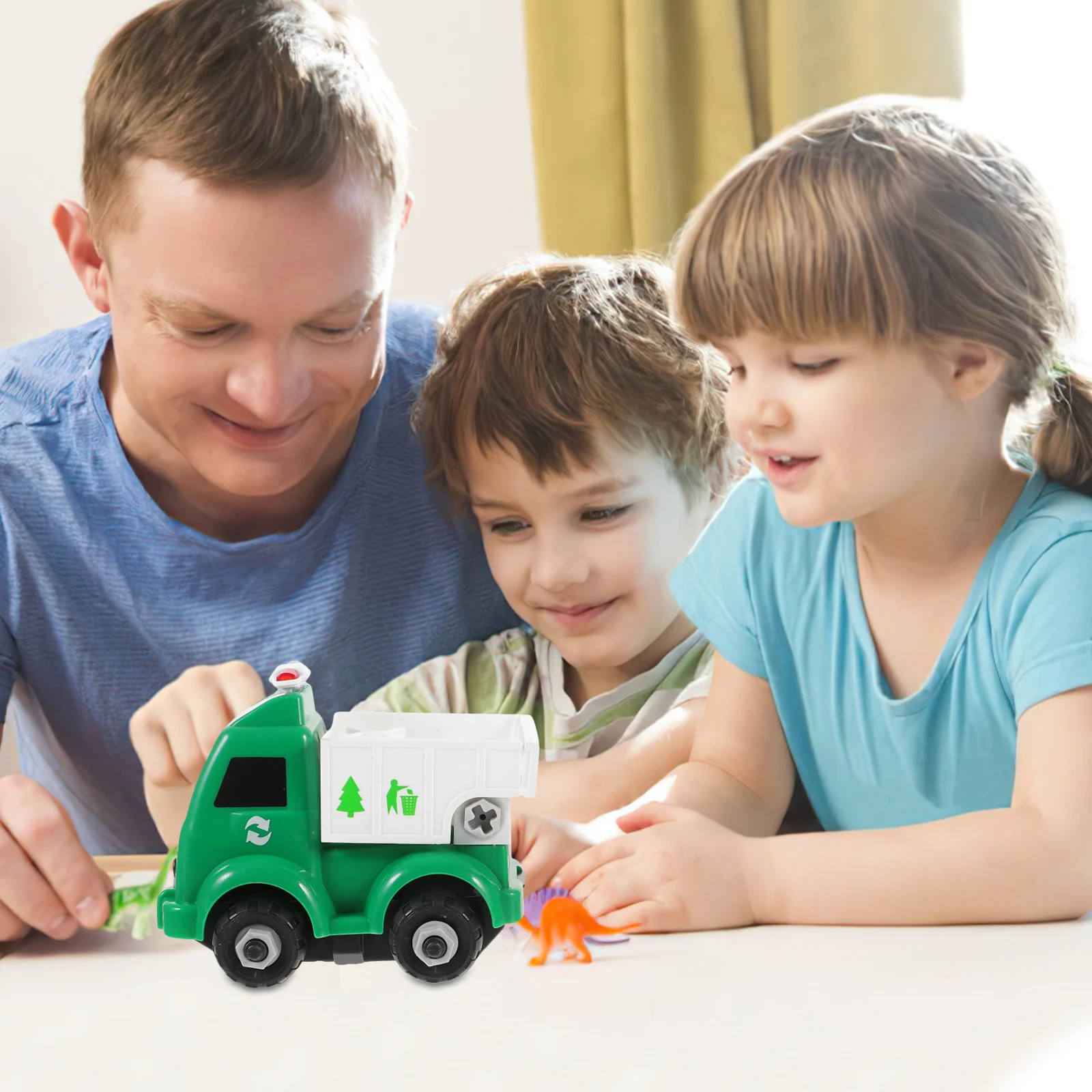 

4pcs Sanitation Car Detachable Garbage Truck Kids Educational Playset Environmental Protection Vehicle For Motor Skills Kid Gift