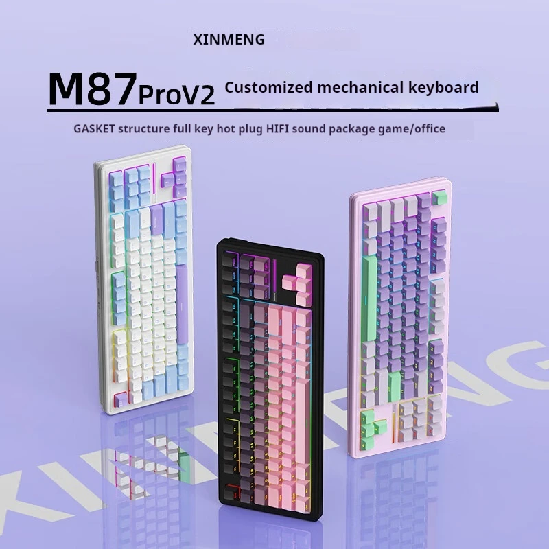 

Xinmeng M87prov2 Customized Mechanical Keyboard Three Mode Wireless Bluetooth Wired Hot Plug Game Office 87 Keys Keyboard