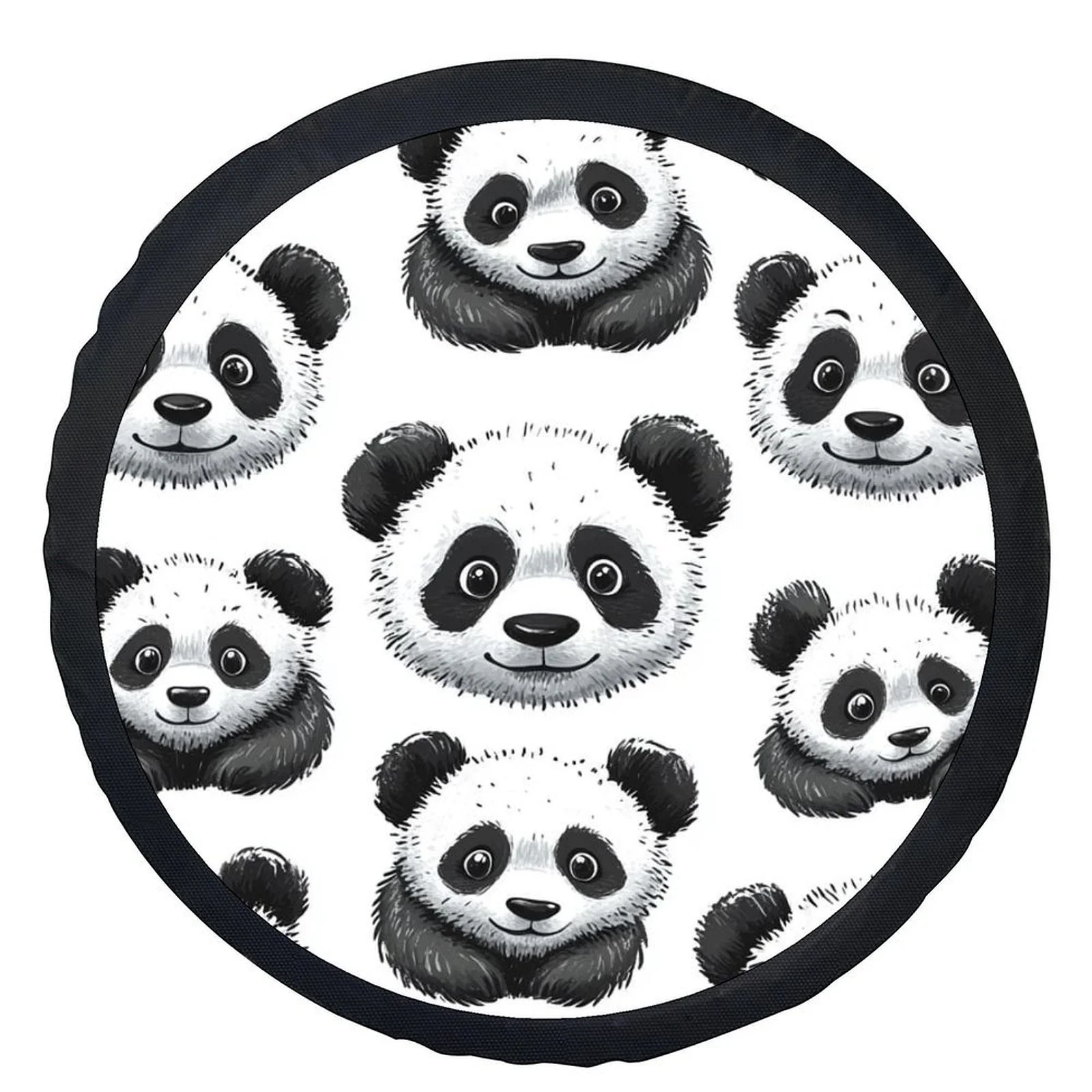 

Cute Panda Pattern Tire Cover Universal Spare Wheel Protector Stylish Auto Accessory