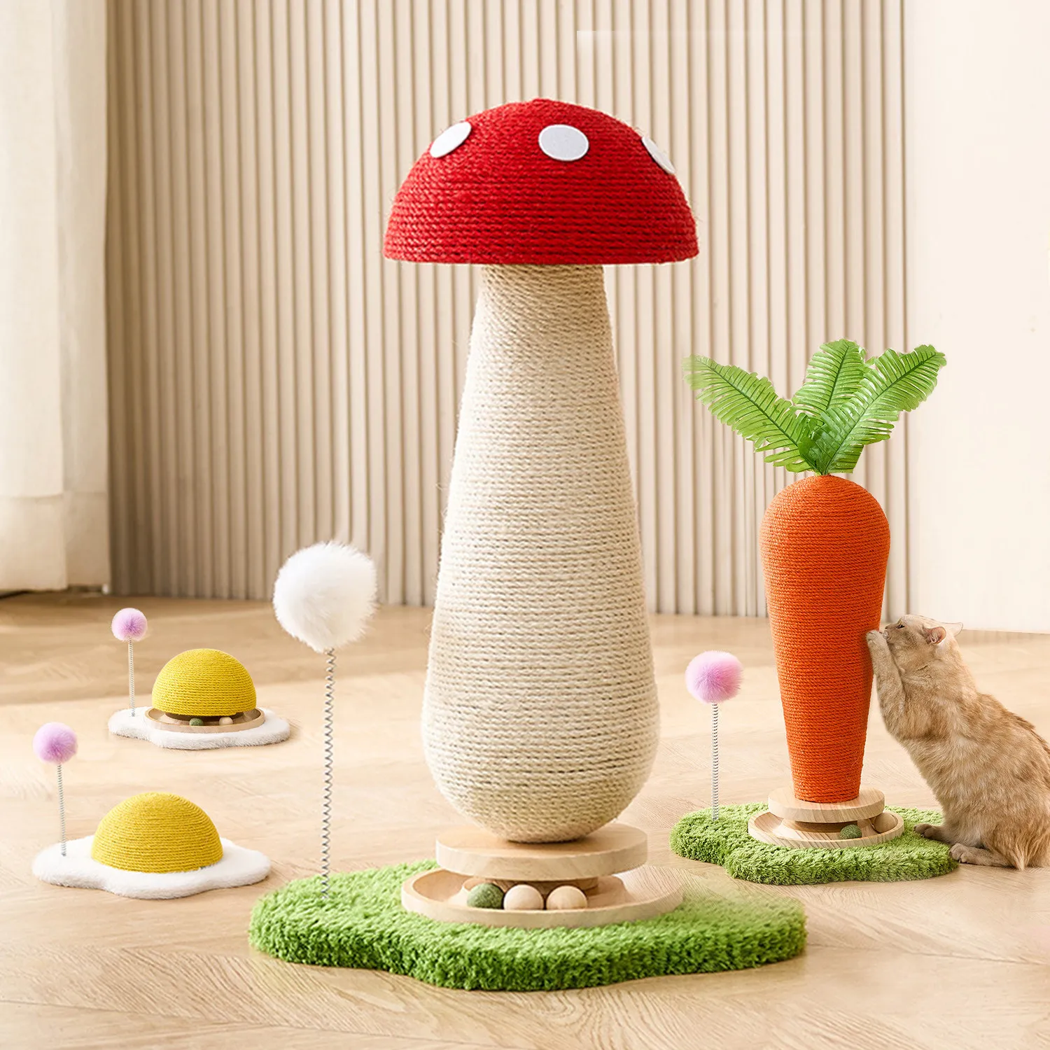 

No crumbs cat scratching board mushroom carrot scratcher sisal cat scratching column cat climbing frame integrated wearresistant