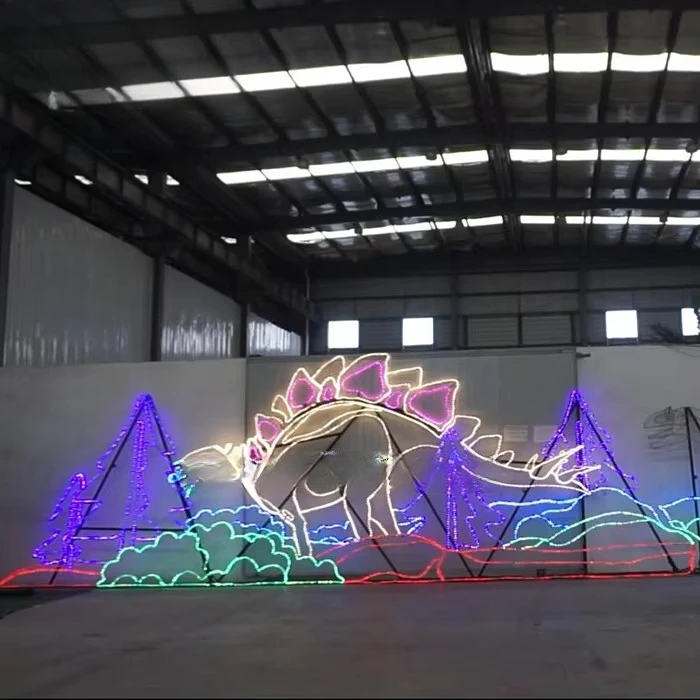 3D LED dinosaur-themed lights for holiday decorations hanging