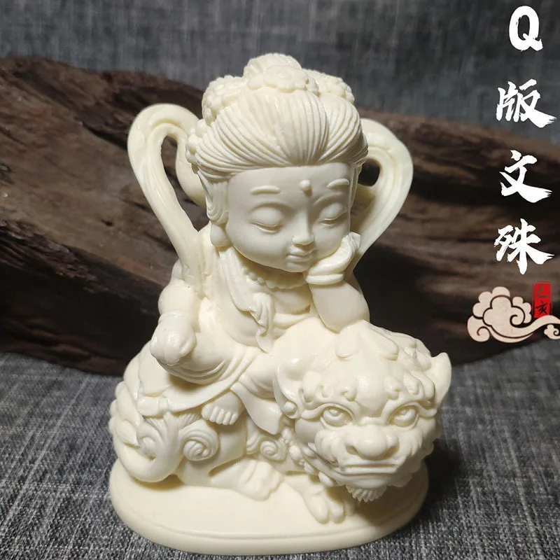 Manshu Bodhisattva Ornaments Ivory Nut Three-Dimensional Hollow CarvingQManshu Bodhisattva Car Decoration Gift Box Packaging