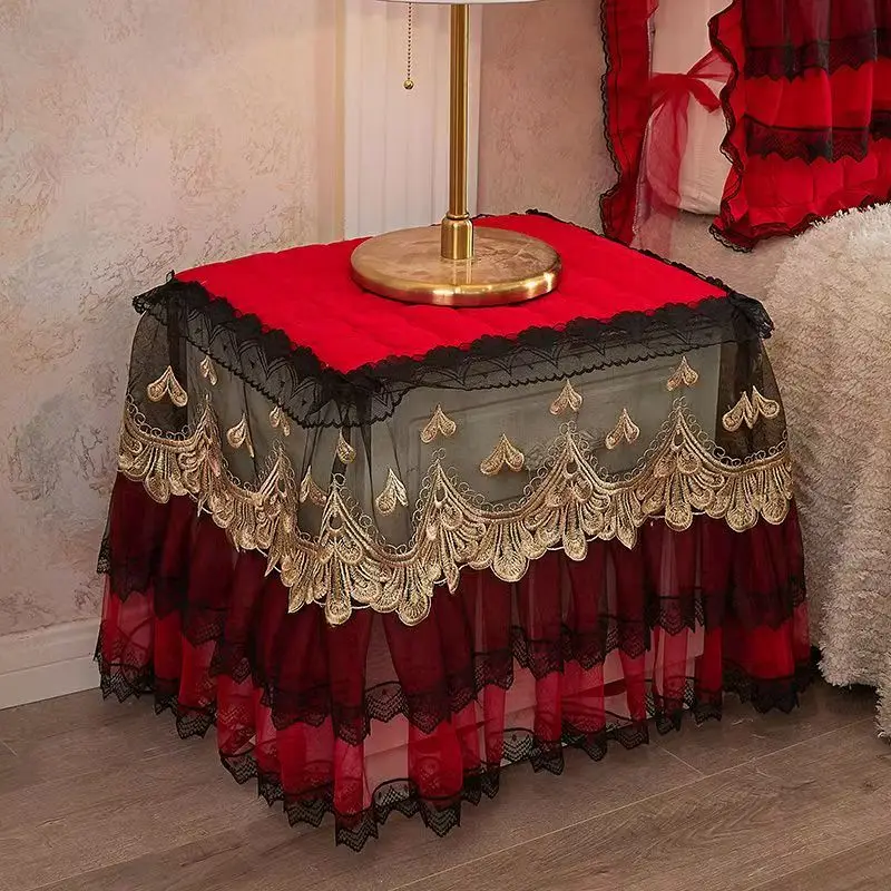 European Style Lace Jacquard Tablecloth Decoration Nightstand Bucket Cabinet Machine Cover Cloth Multi-Function Dust Cloths