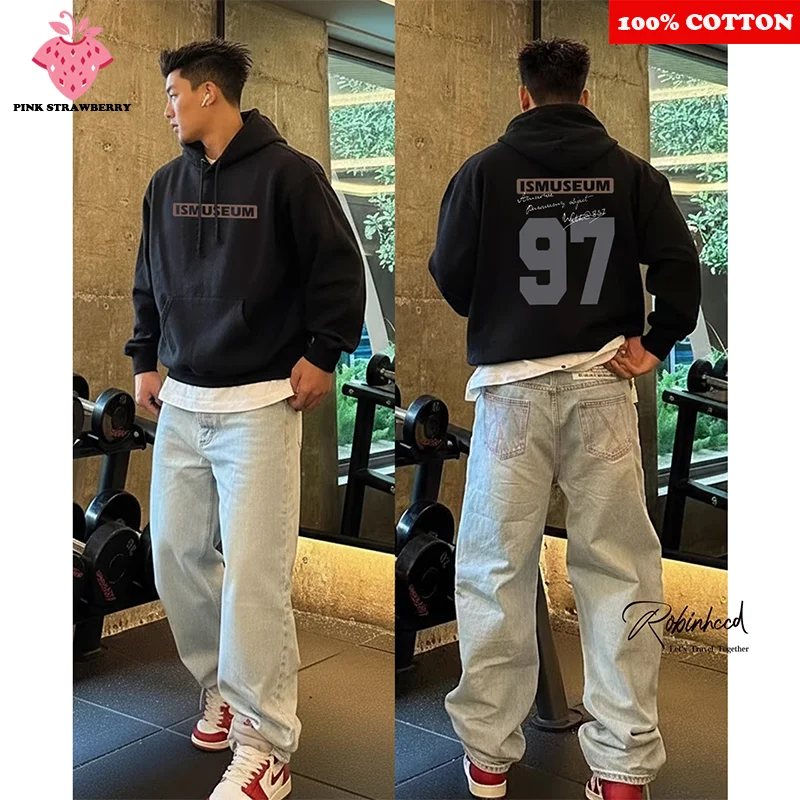 

American style Number Print Hoodie Men Women Autumn Winter 2025New Oversize Cotton Warm Pullover Sweatshirt Y2k Top Men clothing