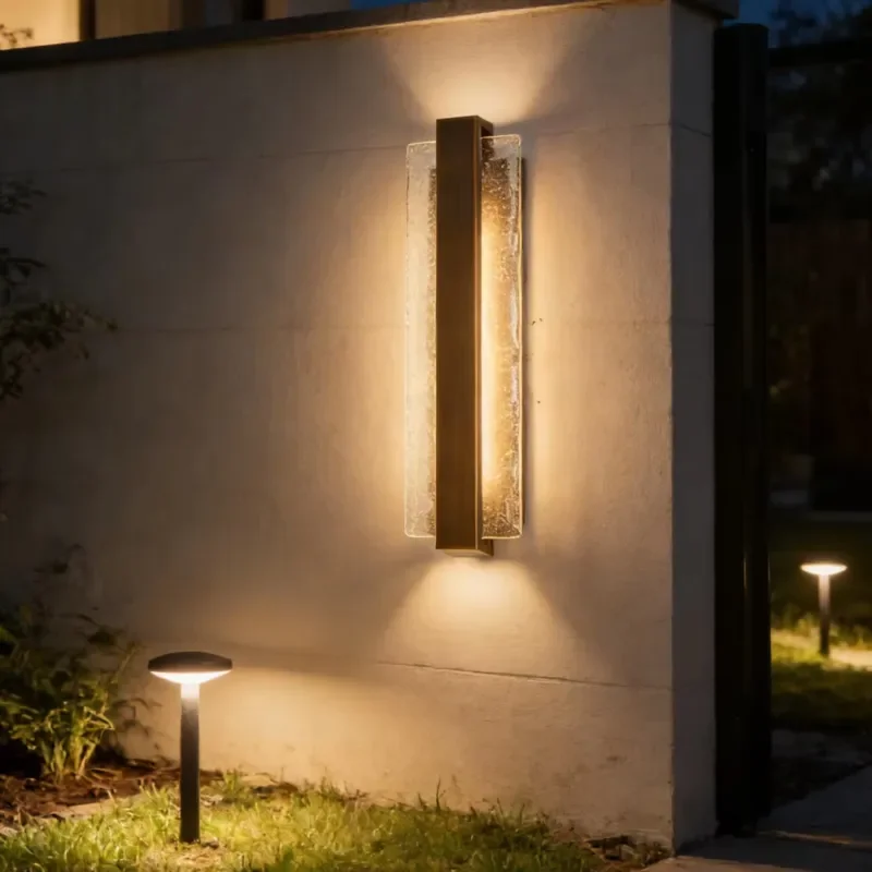Polycarbonate cylindrical wall lamp with LED light source IP65 waterproof for outdoor garden, hotel lobby and corridor