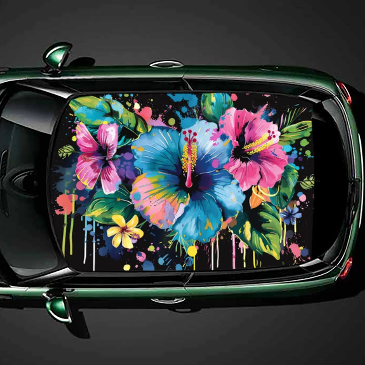 

Splatter - Ink Flower PVC Car Roof Vinyl Wrap, Self-Adhesive Waterproof Automotive Sticker, Anti-Scratch Decorative Film for Sed