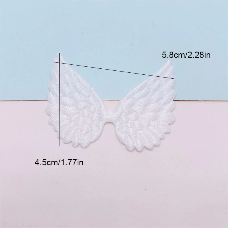 60Pcs 5.8x4.5CM Fabric Satin Angel Wing Padded Appliques For DIY Children Hair Clip Accessories Garment Headwear Decor Patches