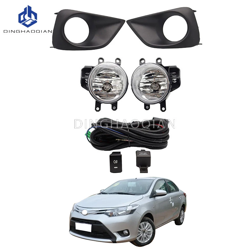 1 set Fog Lights Headlight For Toyota Yaris Sedan Belta Vios 2014 2015 2016  Fog Lamp Cover Grill Bezel Front Bumper Fog Light