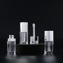 8ml Square Clear Lip Gloss Tube Silver Cap Lip Paint Oil Applicator Big Doe Foot On Lips Glaze Tube DIY Lipstick Lip Balm Bottle