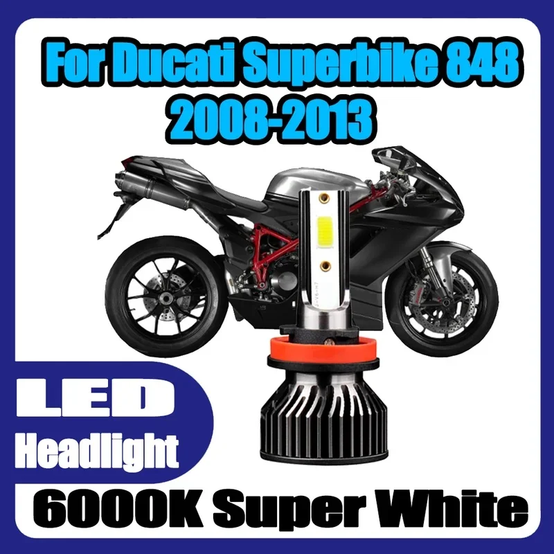 1CPS 6000K White H11 H8 H9 Motorcycle LED Headlight 20000LM High Power Motorbike Lamp 12V 24V For Ducati Superbike 848 2008-2013