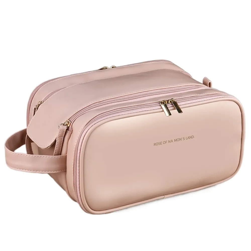 

Double Zipper Makeup Bag Luxurious Waterproof Travel Cosmetics Bag Make Up Pouch Large Capacity Skincare Storage Pouch Travel