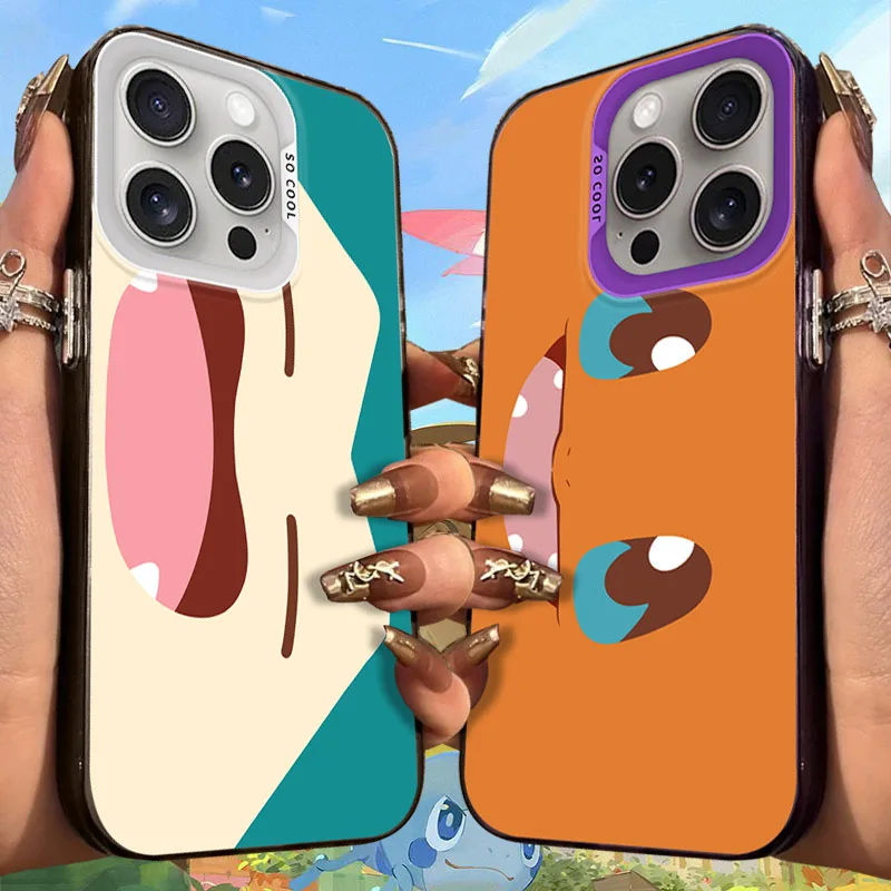

Матовый чехол Pokemon Charmander Snorlax для iPhone 16 E 15 Pro Max 14 Plus 13 12 Mini 11 Pro Max XS X 8 7 SE, акриловый жесткий чехол