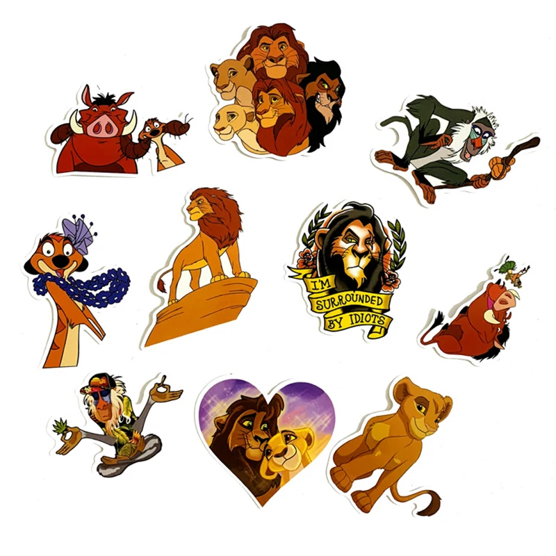 10/30/50pcs Disney Movie Simba The King Lion Stickers Cute Cartoon Decal Skateboard bagagli Car Scrapbooking Toy Sticker for Kid