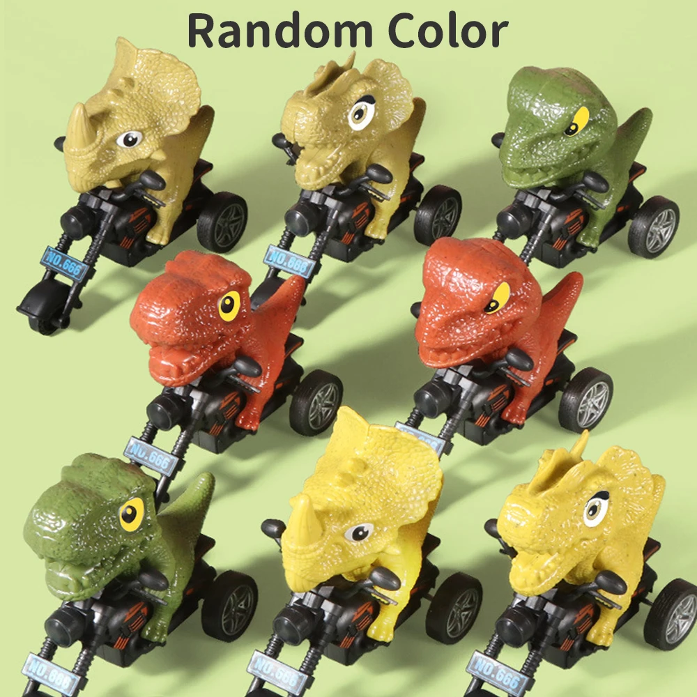 Dinosaur Riding Motorcycle Car Children Toy Inertia Animal Model Pull Back Toy Miniatures  Figurines Dinosaur Toys for Kids Gift