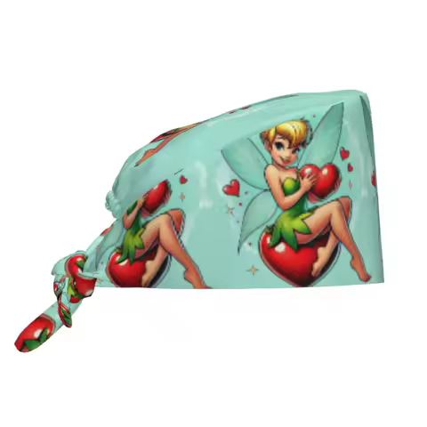 Custom Tinker Bell Cute Cartoon Medical Staff Scrubs Hat Women Men For Chef Hat Scrub Caps