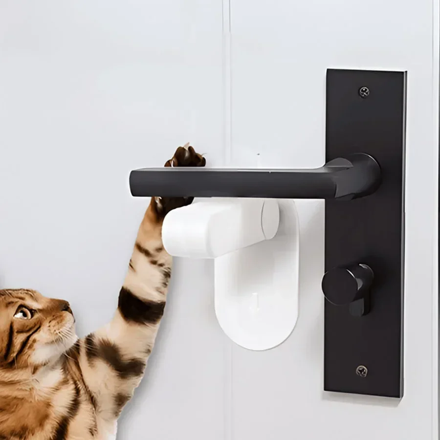 1PC Tür Hebel Schloss Universal Anti-offenen Griff Kind Baby Sicherheit Schlösser Punch-freies Multifunktions Versteckte Taste schnalle Sicherheit Schloss – Detail 6
