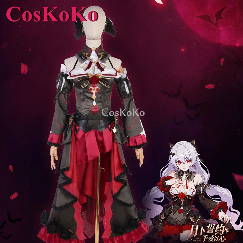 CosKoKo Theresa Apocalypse Cosplay Anime Honkai Impact 3 Costume Vow Under The Moon Give Love To Heart Dress Role Play Clothing