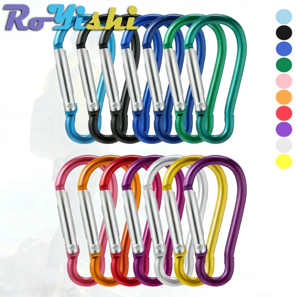

10-100 шт., алюминиевый карабин, брелок для ключей, зажим для ключей на открытом воздухе, брелок для ключей с карабином, комплект пряжек для бутылки с водой, аксессуары для скалолазания