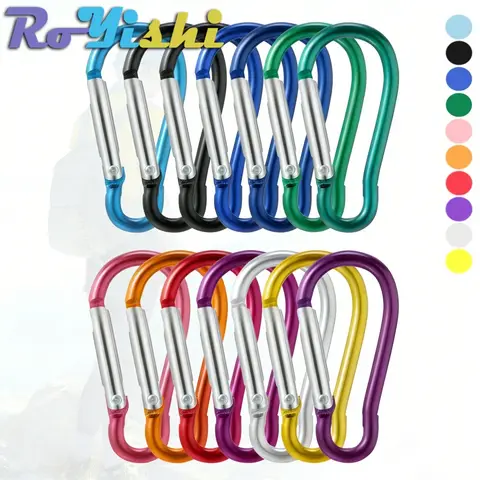 10-100Pcs Aluminum Carabiner Key Chain Clip Outdoor Camping Keyring Snap Hook Water Bottle Buckle Kit Climbing Accessories