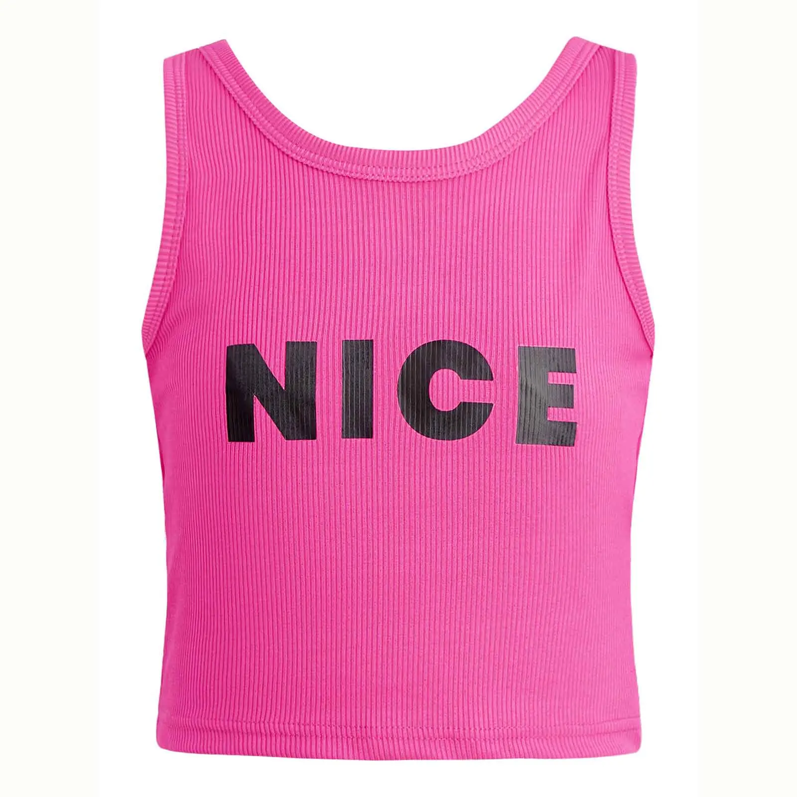 

Kids Girls Ballet Dance Crop Top Letter Print Ribbed Sports Vest Cross Wrap Back Tank Top Yoga Hip-Hop Gymnastics Dance Tank Top